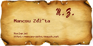 Mancsu Zéta névjegykártya